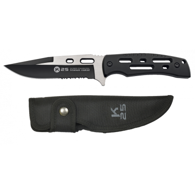 ΜΑΧΑΙΡΙ K25, Black knife/ Mixed blade with saw, 32608
