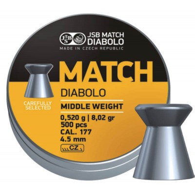 ΒΛΗΜΑΤΑ JSB MATCH DIABOLO YELLOW Middle Weight, 4.49mm / 500, (0,52gr /  8,025g)